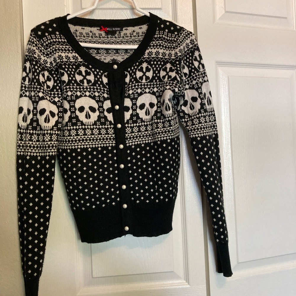 Hell Bunny black skull sweater/ cardigan